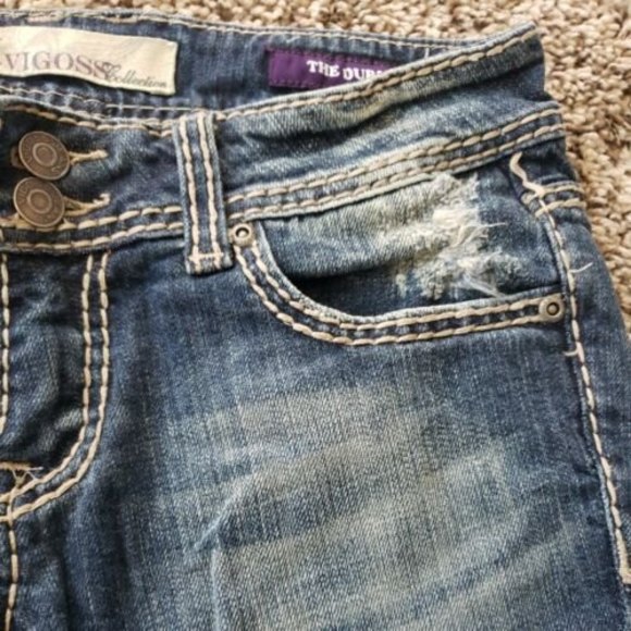 Vigoss Jeans The Dublin Boot 3/4 27x31 Low Rise Thick Stitch Distressed - Picture 9 of 12